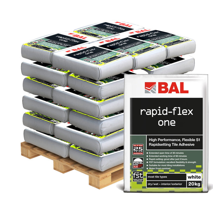 BAL Rapid-Flex One Tile Adhesive - White - Pallet 50 Bags